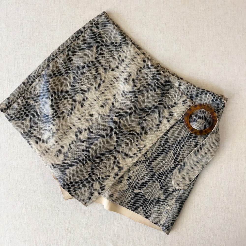 Zara Snakeskin Print Faux Leather Mini Skirt with Tortoise Buckle  Medium  NWT